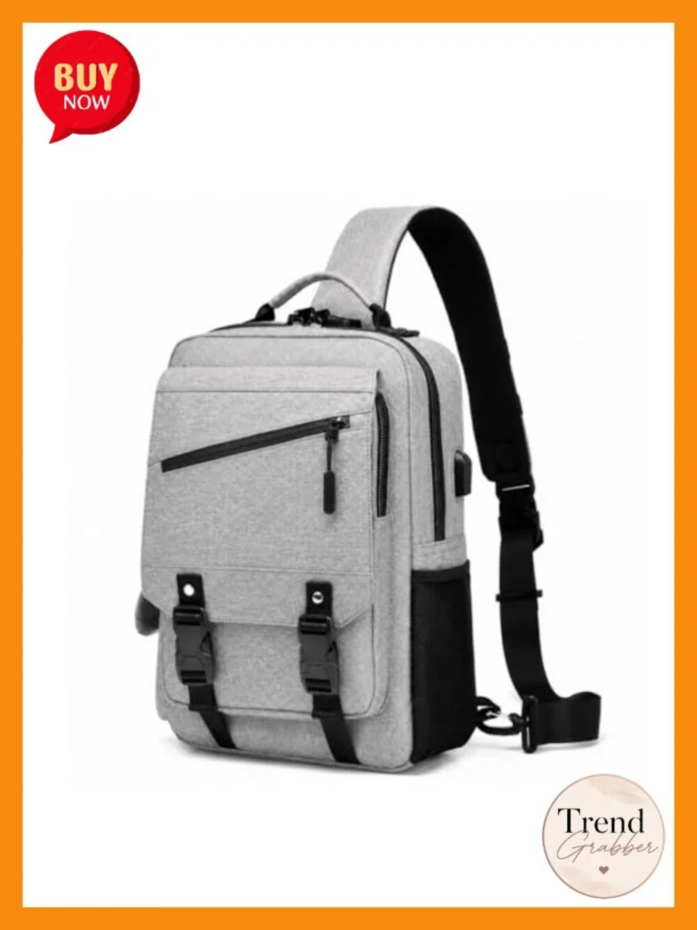 Men's Large Sling Bag Crossbody Anti Theft USB Port Fits 15.6 Laptop Polyester